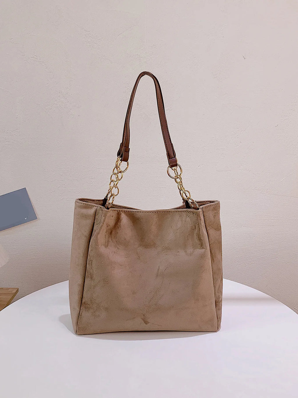 Large-Volume Suede Stylish Commuter Tote Bag For Ladies With One Shoulder Bag