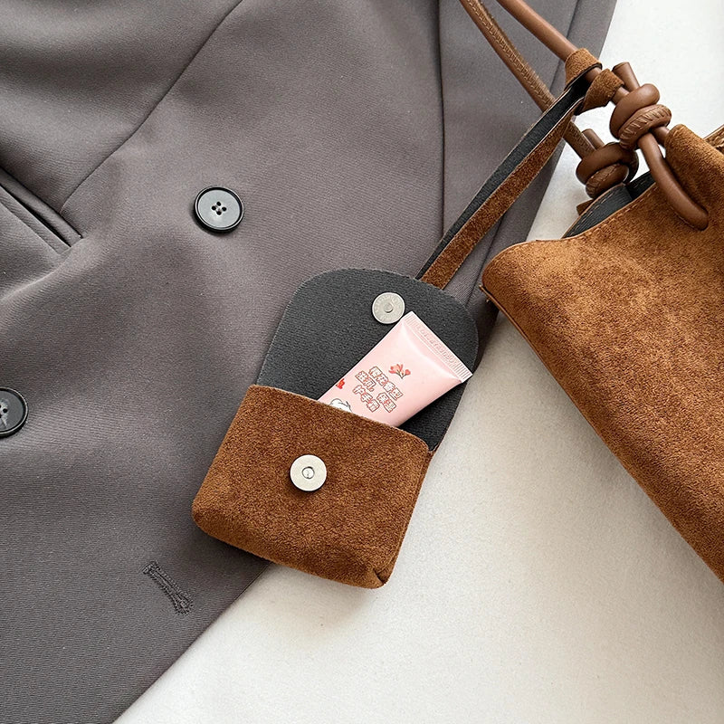 LEFTSIDE Luxury Faux Suede Tote Bag 2025 Winter Auturm Casual New Shoulder Bag Young Women's Underarm Bag Handbags and Purses