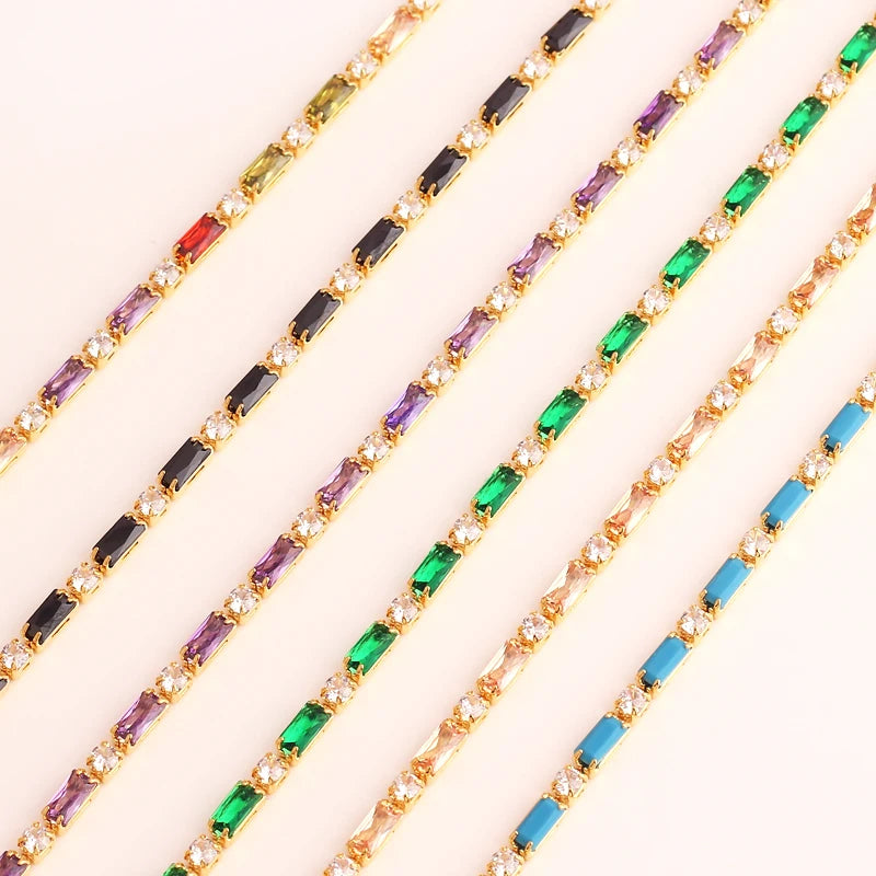 Luxury Rainbow Iced Out Zircon Tennis CZ Bracelet Women's Stretch Adjustable Bracelet Hippie Fashion Accessories Jewelry Gifts