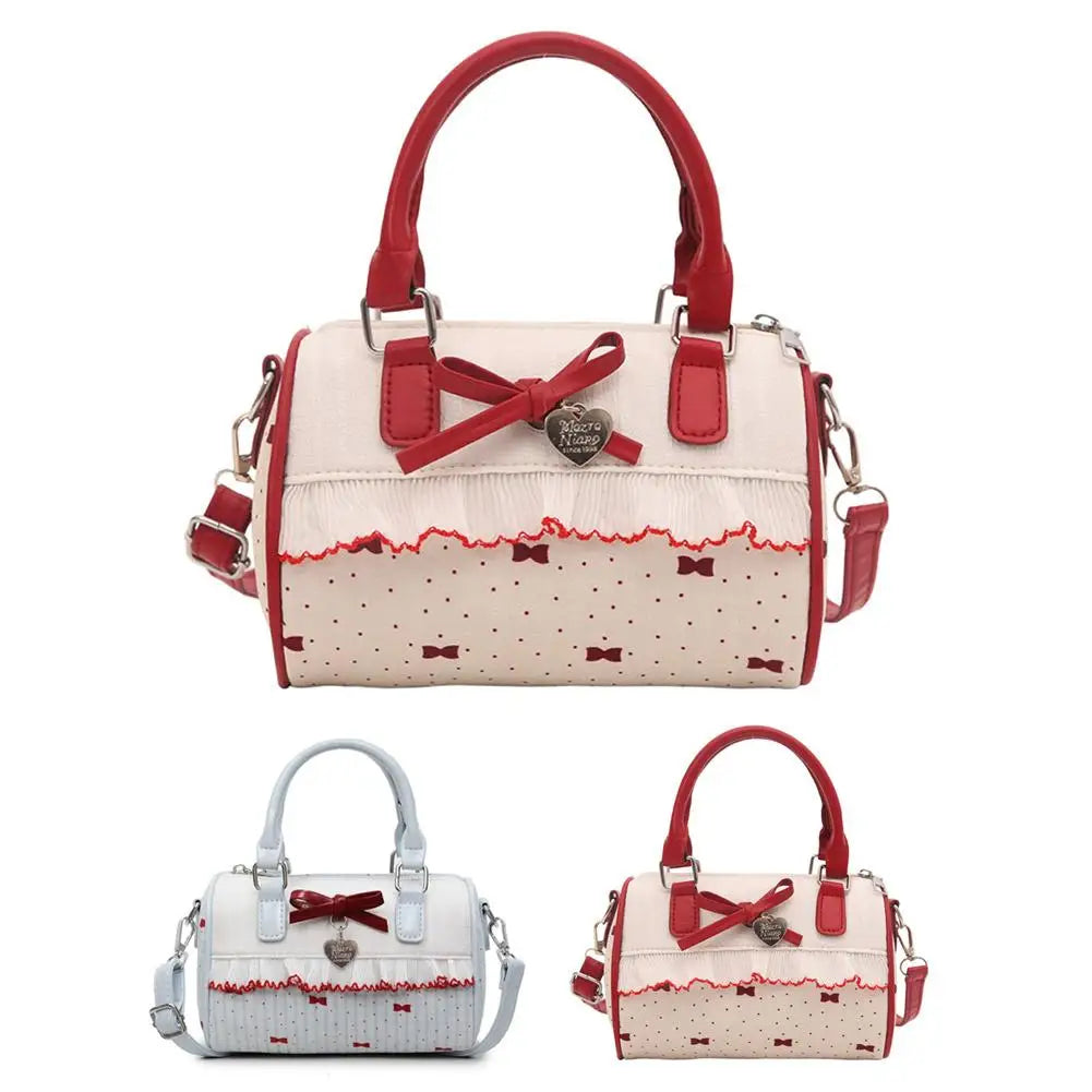 Sweet Style Square Crossbody Bag Waterproof Zipper Bow Design Small Bowling Bag for Party Daily Use Cute Shoulder Purse