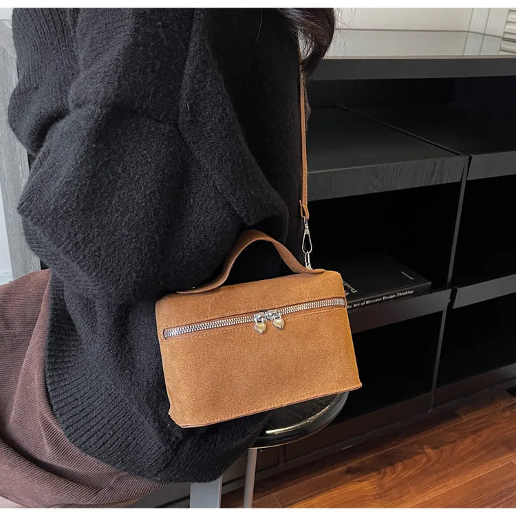 Autumn Winter Premium Suede Tote Bag Texture Simple and Versatile Crossbody Shoulder Bag Retro Vintage Stylish Lunch Box Bag