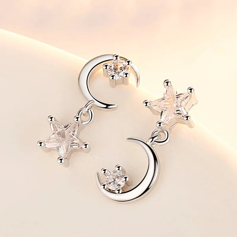 Zircon Real 925 Sterling Silver Earrings Channel Cubic Zirconia Silver Stud Earrings for Women Sterling Silver Jewelry ER454