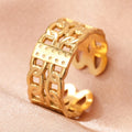 Stainless Steel Rings Vintage Elegant Geometric Adjustable Open Ring Fashion Light Luxury Temperament Ring For Women Jewelry New