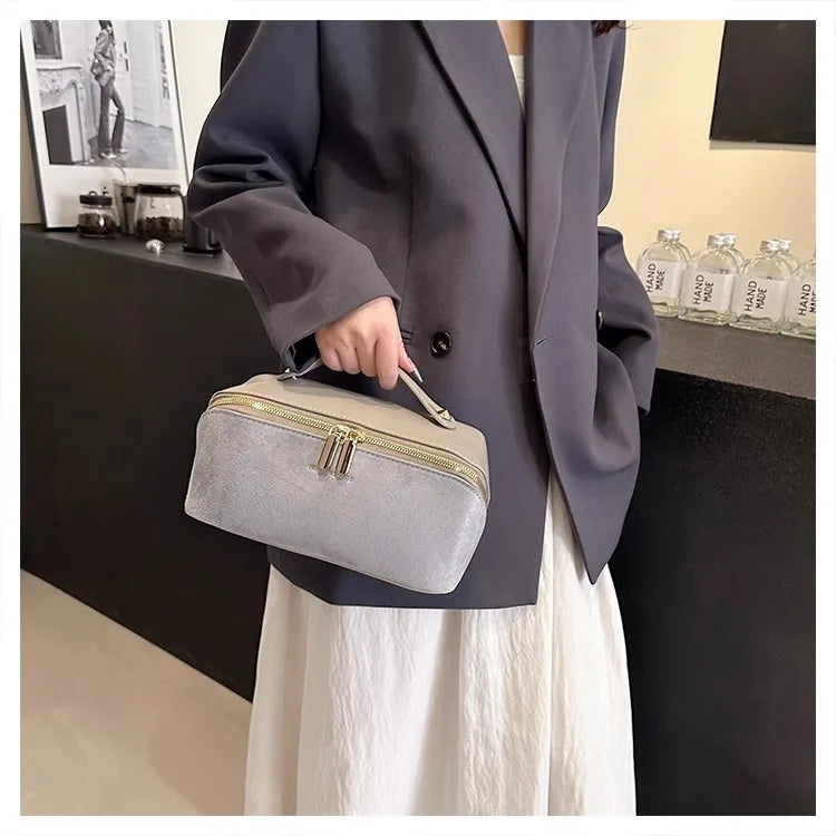 PU Suede Makeup Bag 2026 New Handheld Storage Bag Travel Makeup Bag