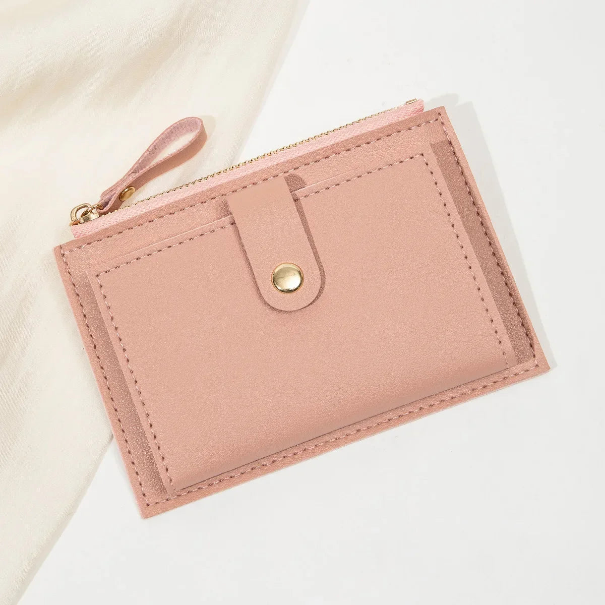 Minimalist and fashionable women's short card bag, ultra-thin mini PU leather zero wallet, women's credit card holder wallet