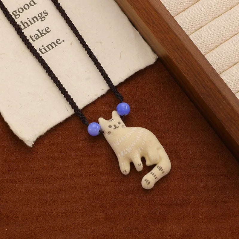 Trendy 3D Cute Kitten Pendant Necklace for Women, Retro Fashion Elegant Women's Versatile Sweater Necklace Wholesale