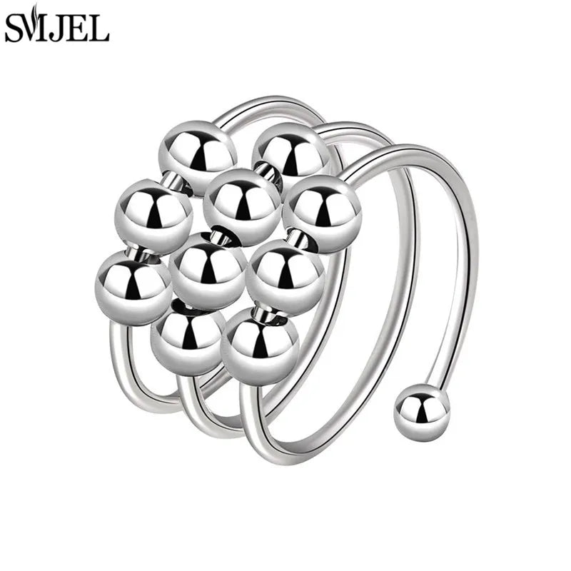 Luxury Rotating Anxiety Animal Rings for Women Spinner Fidgets Cute Flower Heart Dragonfly Anti Stress Ring Wedding Jewelry