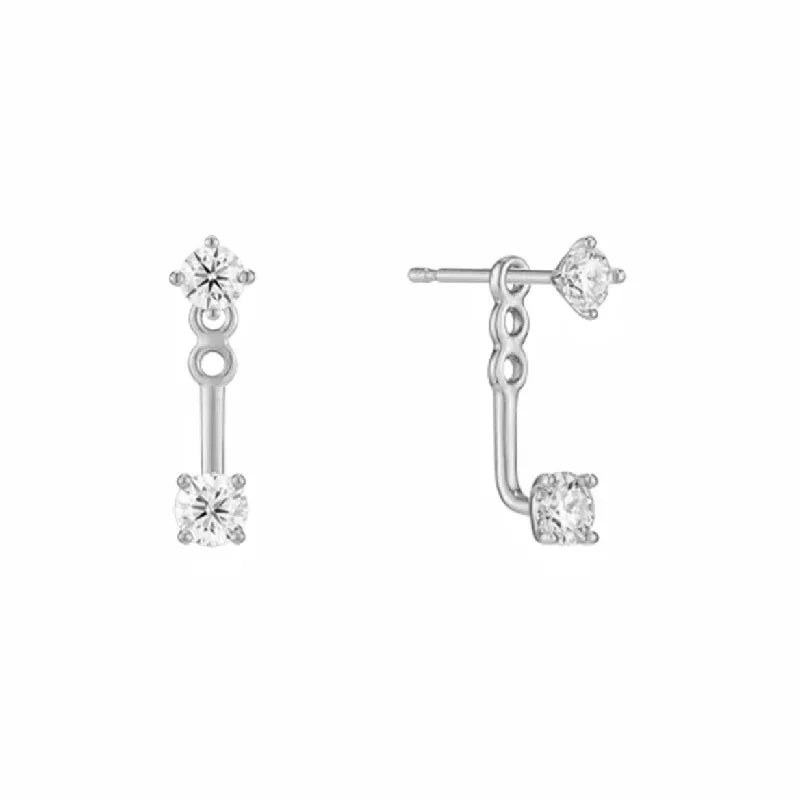 Dazzling Zircon Back Hanging Earring Stud Jackets Earrings For Women Niche Design Daily Accessories  Party Wedding Jewelry Gift