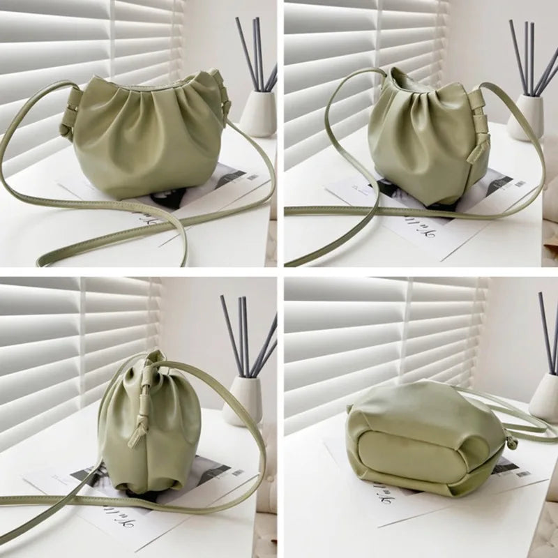Fashion Women Shoulder Bag New Arrival Crossbody Bag Female Solid Color Pleated Design Ladies Bag Mini Zipper Cloud Bag For Girl
