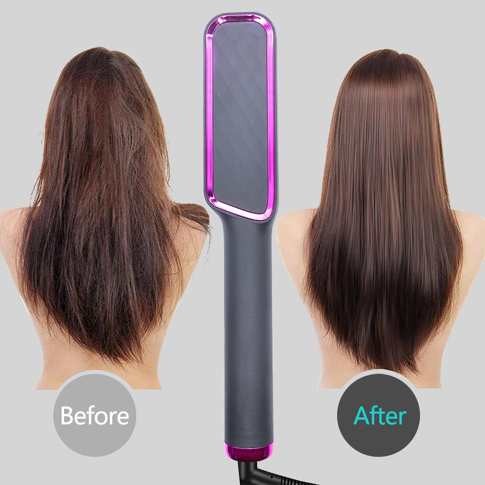 Hair Straightener Brush Heating Hot Comb Straightener Electric Hair Straightening Curly Multifunctional Iron Brush Comb Curler