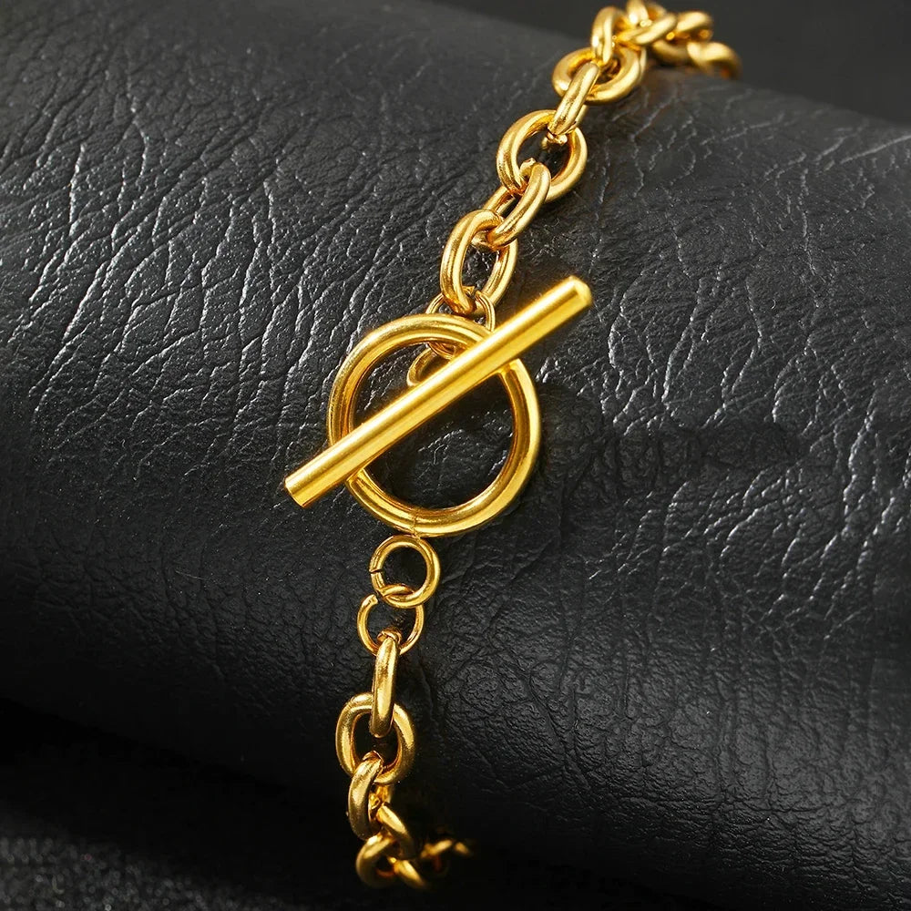 Simple Fashion Stainless Steel Bracelets Minimalist Design OT Buckle Chain Non-fading High-quality Bracelets for Women Jewelry