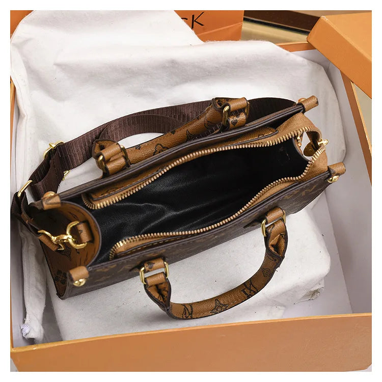 Elegant Ladies Handbag Retro Printed Crossbody Bag for Women Luxury Designer Leather Material Messenger Handbag for Travel