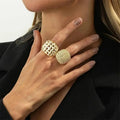 2Pcs/Set Luxury Geometric Adjustable Open Rings for Women Vintage Irregular Square Chunky Knuckle Ring Wedding Jewelry