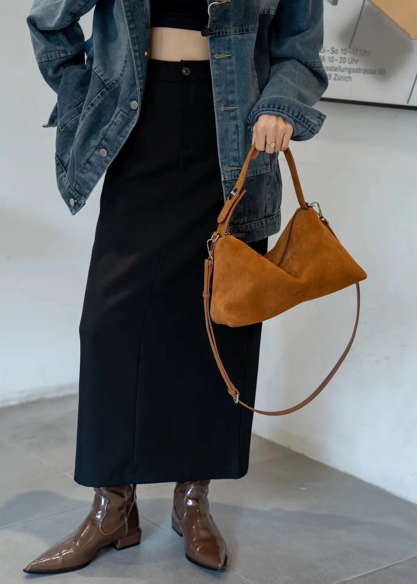 Genuine Grade Autumn Winter Big Boston Luxury Designer Tote Soft Matte Suede Leather Women Handbag Female Shoulder Crossbody Bag