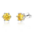 Blue Zircon Stud Earrings for Women, 6mm Round 925 Sterling Silver Solitaire, Hypoallergenic Wedding Dainty Birthday Gift FCGJHW