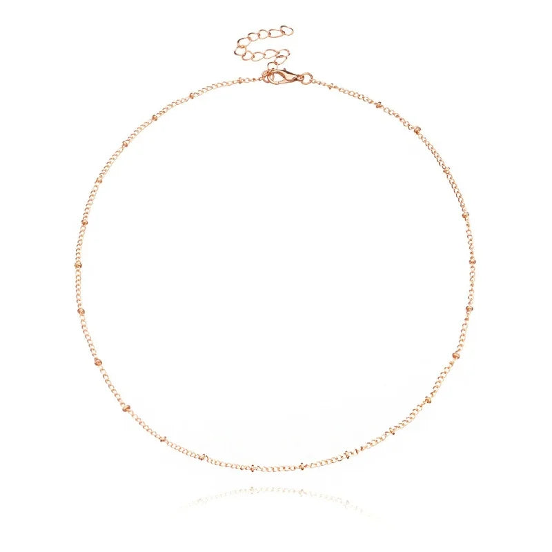 Gold Plated And Silver Plated Copper Bead Fine Necklace For Women's Parties Fashionable Jewelry Chain Gift Accessories Wholesale