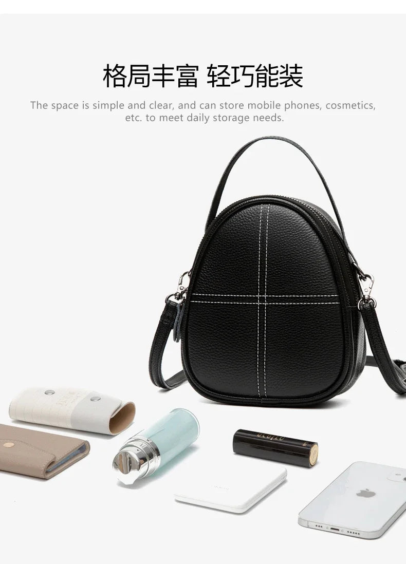 Fashionable High-end Texture Crossbody Bag Hot Sale Genuine Leather Women's Shoulder Bag Mini Mobile Phone Coin Purse Handbag