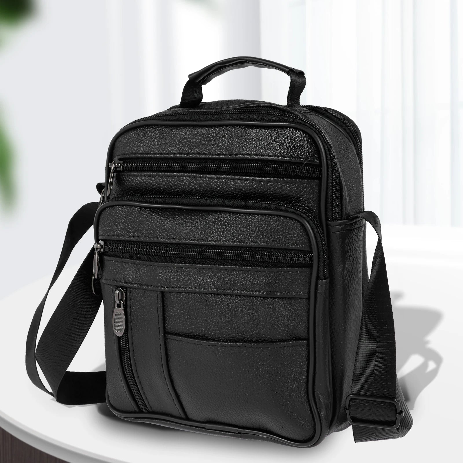 Shoulder Bag Men Small Crossbody Backpack Shoulder Bag with Adjustable Shoulder Straps PU Leather/Oxford Cloth Chest Bag Daypack