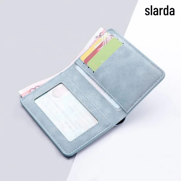 Ultra-Thin Mini Wallet Card Holder Unisex Design for Men Women Multifunctional with License/ID Vertical Leather Case for Storage