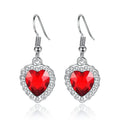 3 Pieces/set Blue and Red Ocean Heart Women's Necklace Love Crystal Zircon Jewelry Set  Wedding Party