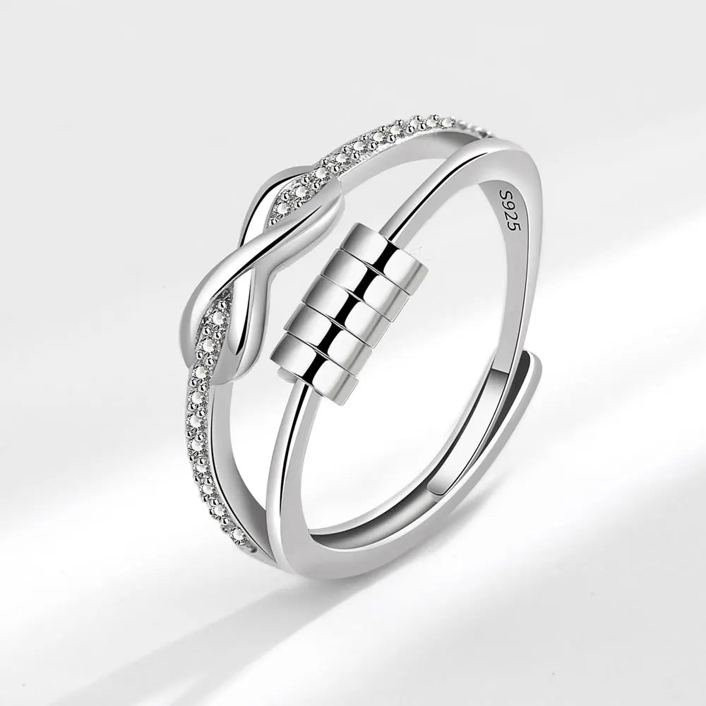 Luxury Infinite Love Adjustable Fidget Rings For Women Rotating Beads Crystal Anxiety Relief Spinning Ring Jewelry Anillos Mujer