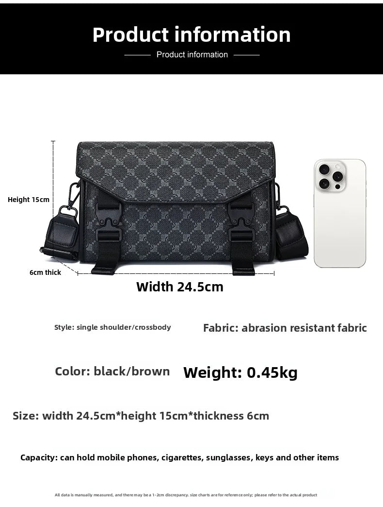 2026 New Design Shoulder Bag Men Crossbody Bag Fashion Business PU Leather Shoulder Bag Male Mobile Phone Bag Purses Handbags