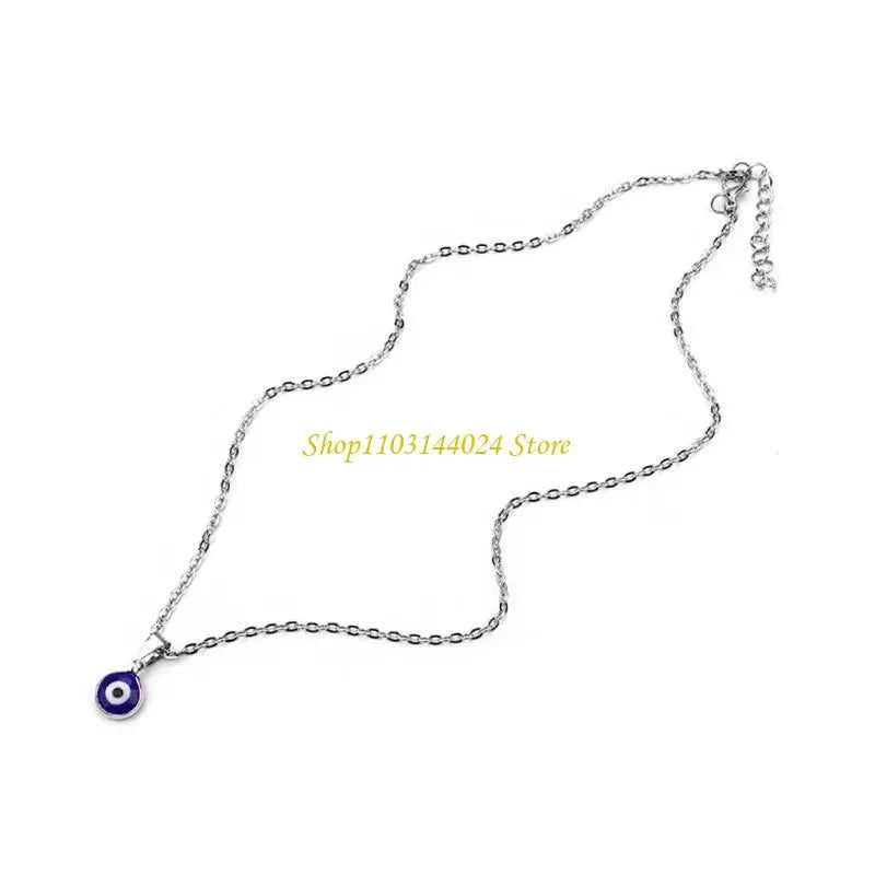 N5KE Blue for Evil Eye Pendant Necklace New Fashionable Women's Good Luck Chain Neckl