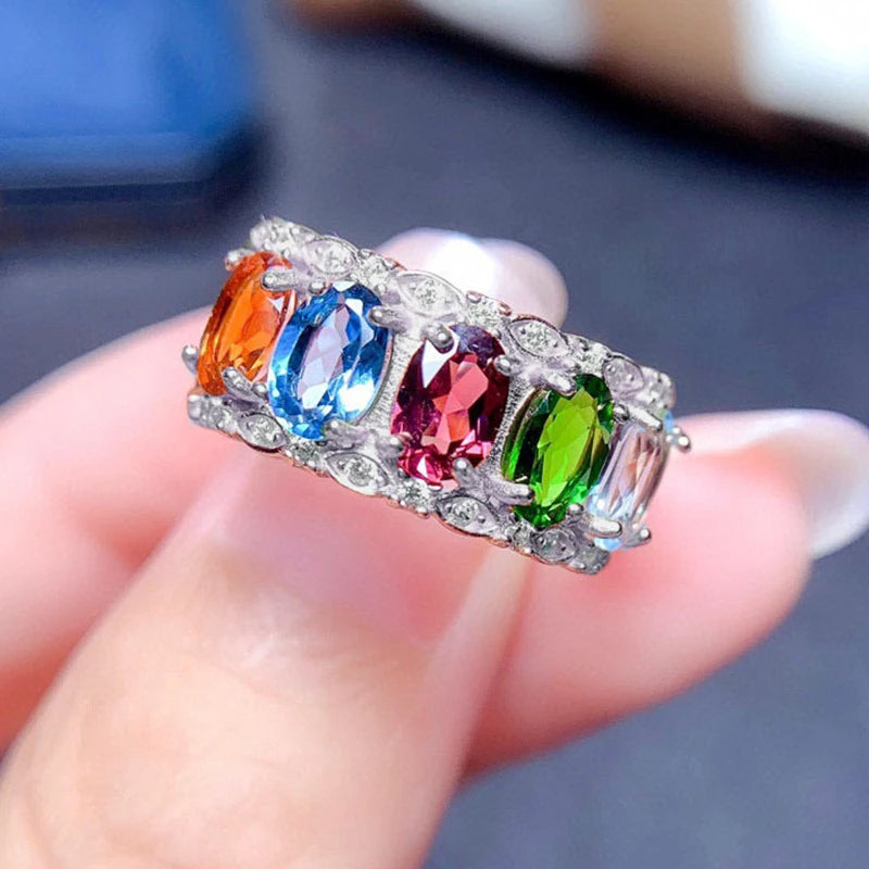 Adjustable Aesthetic Dainty Opening Ring for Women Multicolor Crystal Zirconia Rose Gold Color Finger Accessories Jewelry KAR200