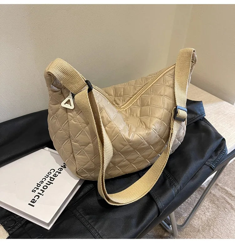 2025 Spring Grid Dumpling Bag Women Crossbody Shoulder Bag ins Design Casual Daily Use Purse
