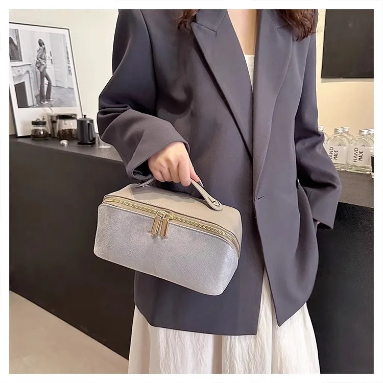 PU Suede Makeup Bag 2026 New Handheld Storage Bag Travel Makeup Bag