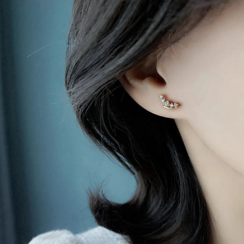 New Fashion Cute Zircon Star Stud Earrings For Women Exquisite Heart Sweet Ear Girlfriend Jewelry Accessories Gifts