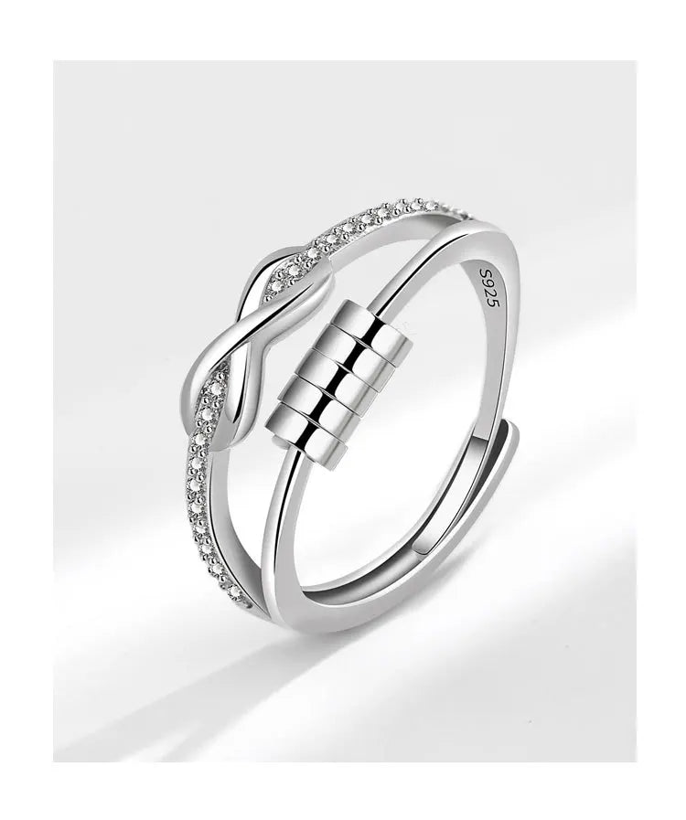 Luxury Infinite Love Adjustable Fidget Rings For Women Rotating Beads Crystal Anxiety Relief Spinning Ring Jewelry Anillos Mujer