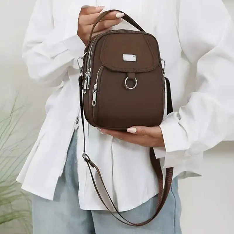 Fashion Simple Oxford Women's Crossbody Bag with Multiple Zipper Pockets Casual Mini Shoulder Bag with Chic Design for Daily Use