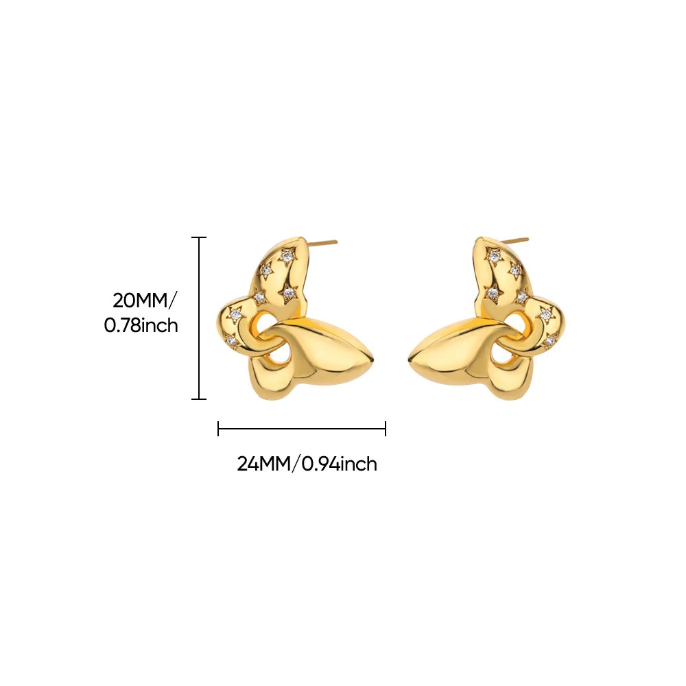 Fashion Zircon Stud Earrings for Women Gold Color Stainless Steel Earrings Trendy Luxury Wedding Jewelry Accessories aretes muje