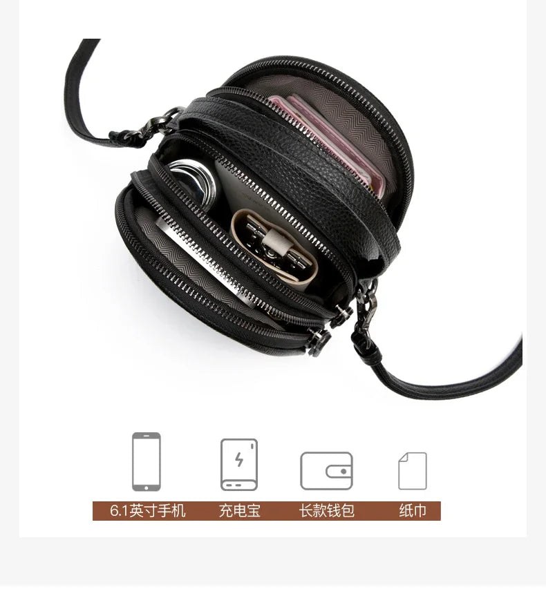 Fashionable High-end Texture Crossbody Bag Hot Sale Genuine Leather Women's Shoulder Bag Mini Mobile Phone Coin Purse Handbag