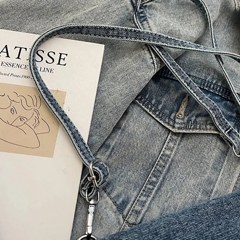 Summer Korean Style Denim Crossbody Bag Fashion Women'S Shoulder Bag Underarm Bag Small Square Bag Adjustable Shoulder Strap