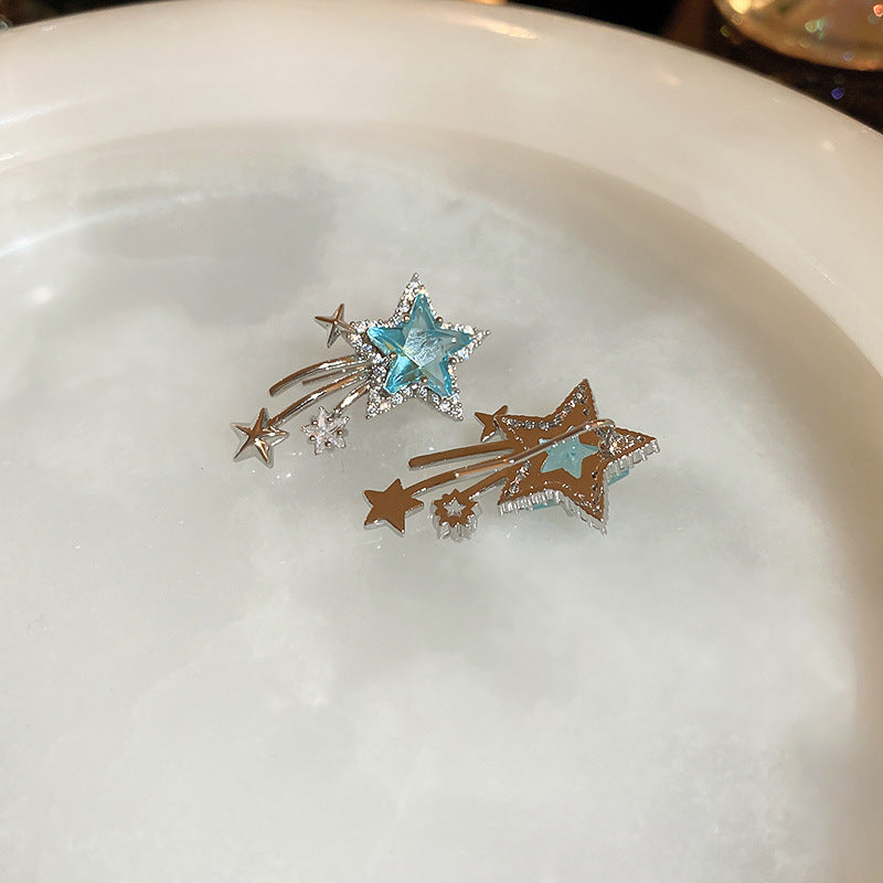 Star Zircon Earrings for Women Creative Delicate Ear Hook Temperament Luxury Fashion High Sense Sparkle Unique Jewelry