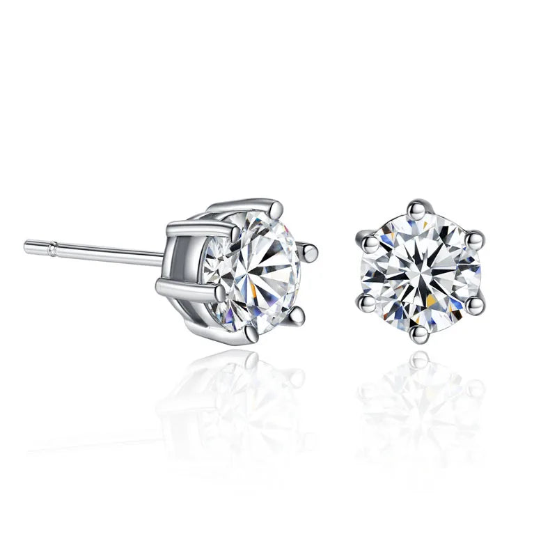 12/1 Pairs Shiny Zircon Stud Earrings Set for Women Men Daily Versatile Chic Silver Color Crystal Ear Jewelry Gifts Accessorie