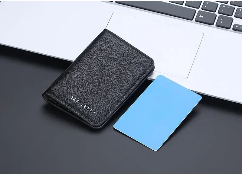 Men's Minimalist Leather Card Wallet Slim Thin Soft Purse Small Credit Card Holder Bank ID Mini Organizer for Men