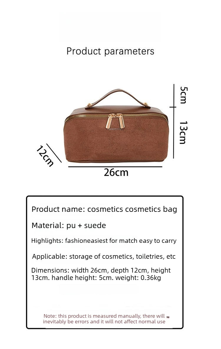 PU Suede Makeup Bag 2026 New Handheld Storage Bag Travel Makeup Bag
