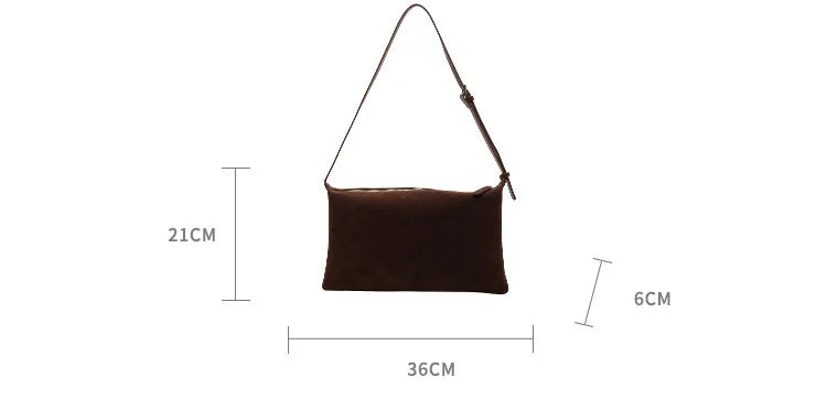 Vintage Suede Tote Bag For Women Autumn Winter New Large Capacity Commute Shoulder Crossbody Bags Fashion Trend Underarm Bags