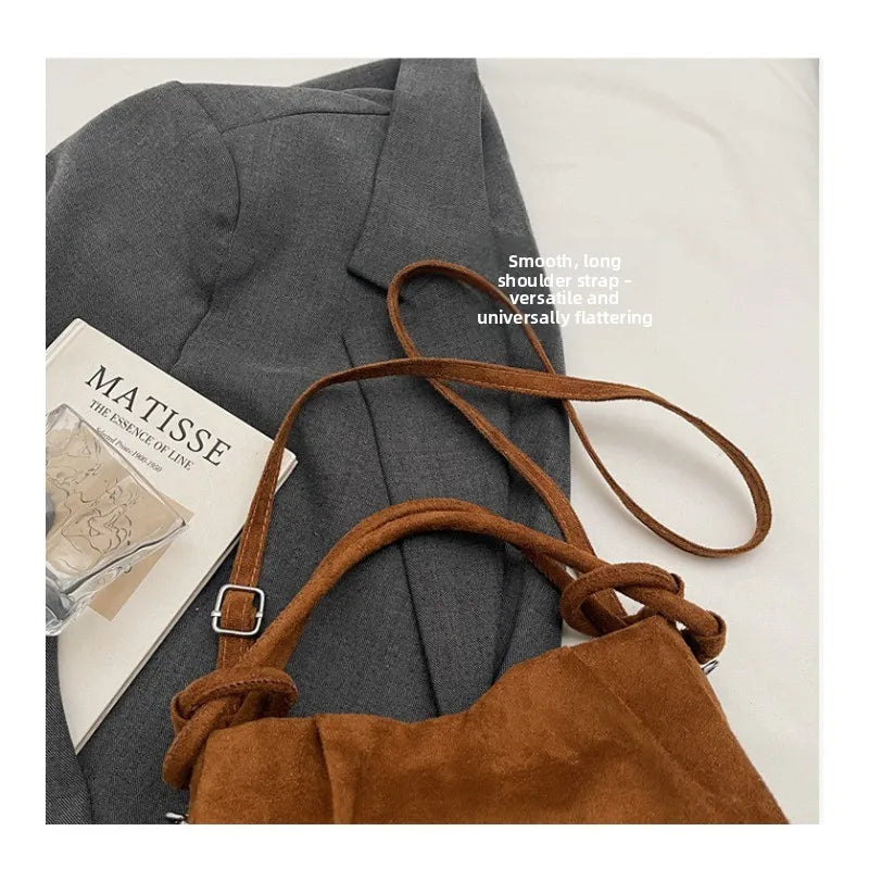 Suede Shoulder Bag Unique Niche Design Fashion Versatile Portable Messenger Bag