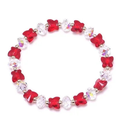 Child Butterfly Charm Transparent Bracelet  Elastic Rope Irregular Beaded Bracelets Shiny Mulit-cut Chain Hand Accessories Gifts