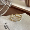Luxury Retro Gold Color Double Oil Drip Open Rings for Women Irregular Adjustable Finger Ring 2023 New Trendy Wedding Jewelry