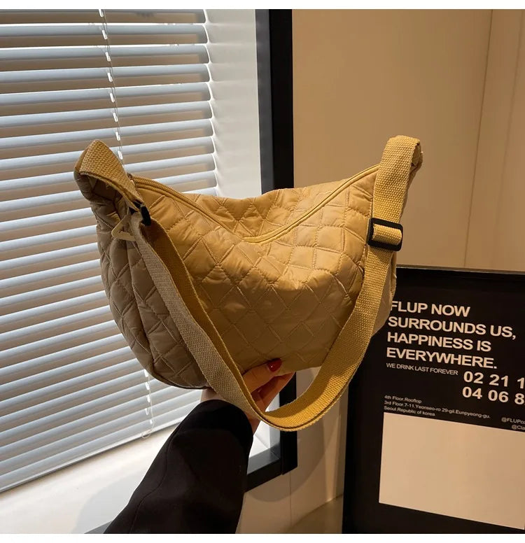 2025 Spring Grid Dumpling Bag Women Crossbody Shoulder Bag ins Design Casual Daily Use Purse
