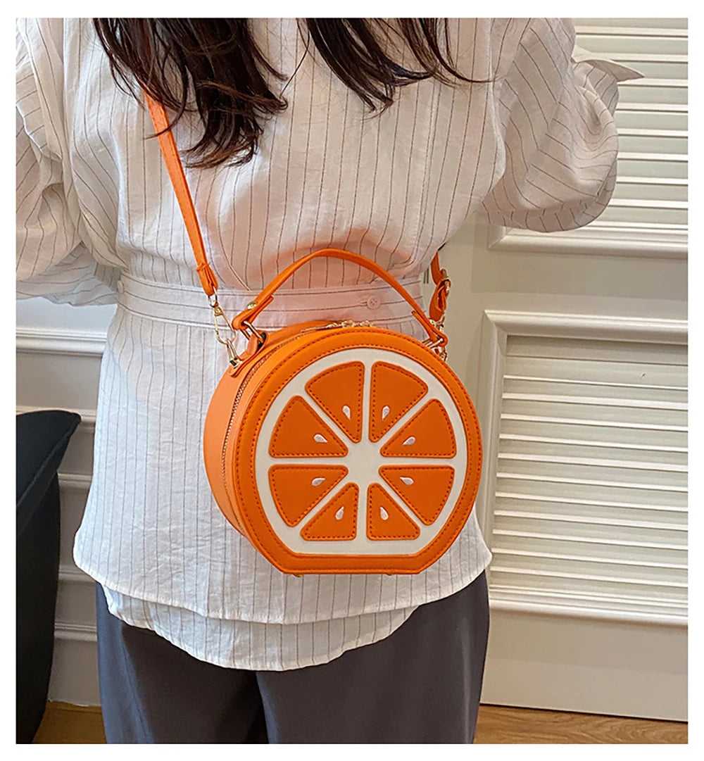 Creative Fruit Design Crossbody Bags for Women Phones Summer Cute Orange-Slices Shaped Circular Small Single Shoulder Bag 2025