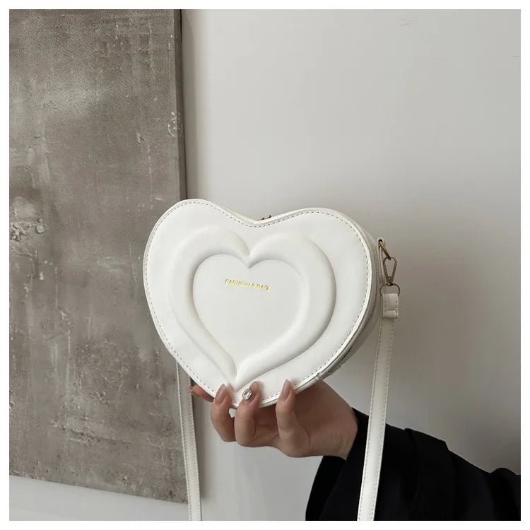 Fashion Heart Shape Crossbody Bags for Women Niche Design Solid Color Ladies Shoulder Bag Lightweight Female Love Handbags