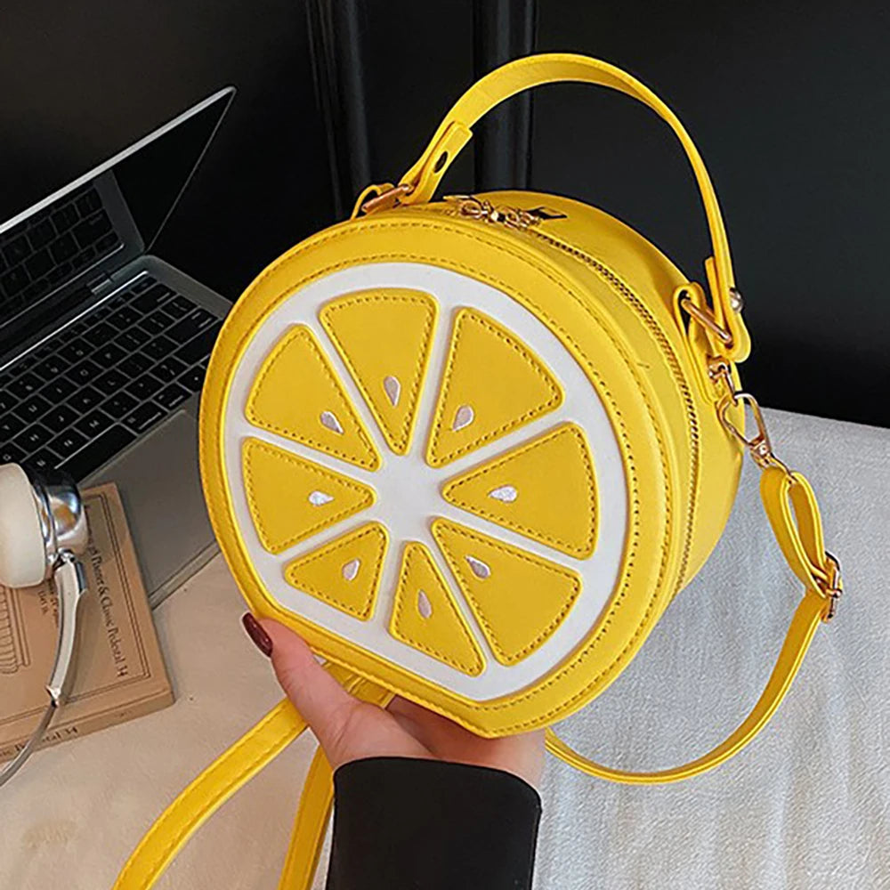 Creative Fruit Design Crossbody Bags for Women Phones Summer Cute Orange-Slices Shaped Circular Small Single Shoulder Bag 2025