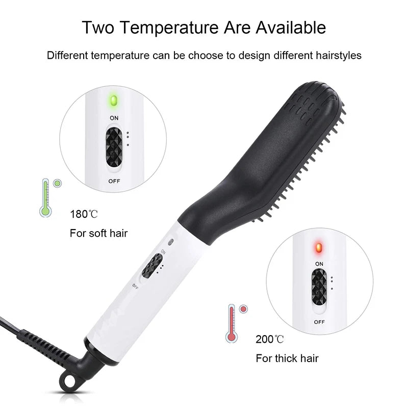 Professional Hair Straightener Multifunctional Quick Heated Men Beard Care Brush Hair Curler Brush Comb Hair Styler Tools