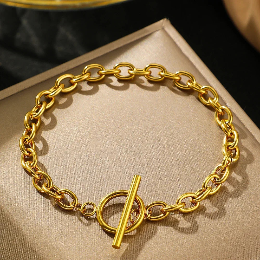 Simple Fashion Stainless Steel Bracelets Minimalist Design OT Buckle Chain Non-fading High-quality Bracelets for Women Jewelry